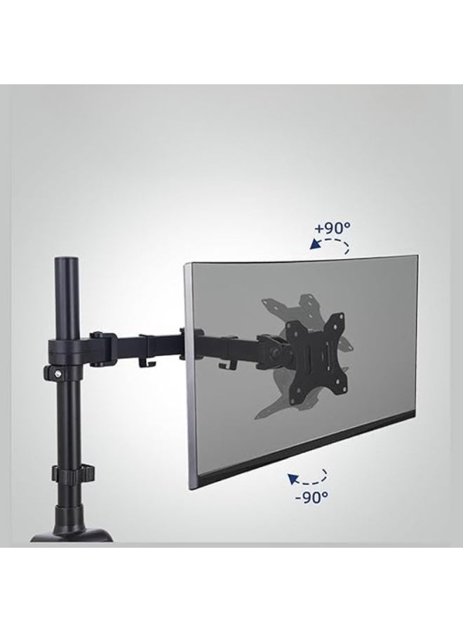 حامل شاشة مزدوج – يدعم شاشتين حتى 32 بوصة، فيسا 75×75 / 100×100 ملم، يتحمل 9 كجم لكل ذراع، مع مشبك C وقاعدة تثبيت بالحلقات  - Image 2