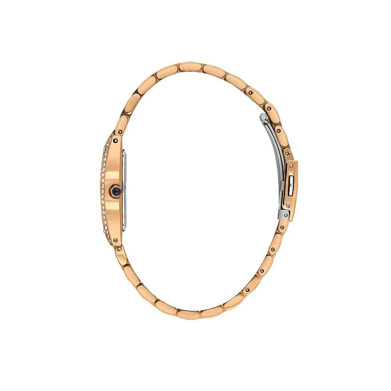 DANIEL KLEIN Women's Stainless Steel Rose Gold Alloy Case Analog Silver Diamond Emboss Dial Japanese Quartz Premium 30 Meters Water Resistant