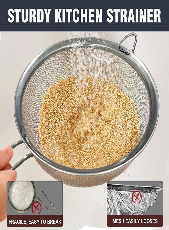 Ydeapi 6.3" Fine Mesh Strainer with Handle, Metal Food Strainers for Kitchen, Sieve Fine Mesh Stainless Steel for Rice, Quinoa, Pasta, Noodles - Image 5