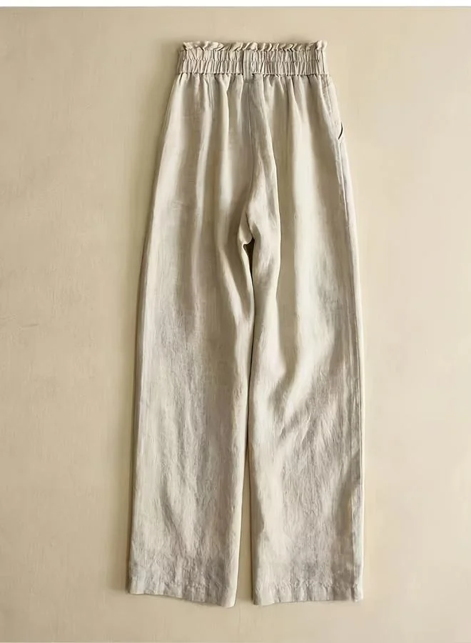 Take Two Solid Elastic Waist Straight Leg Pants