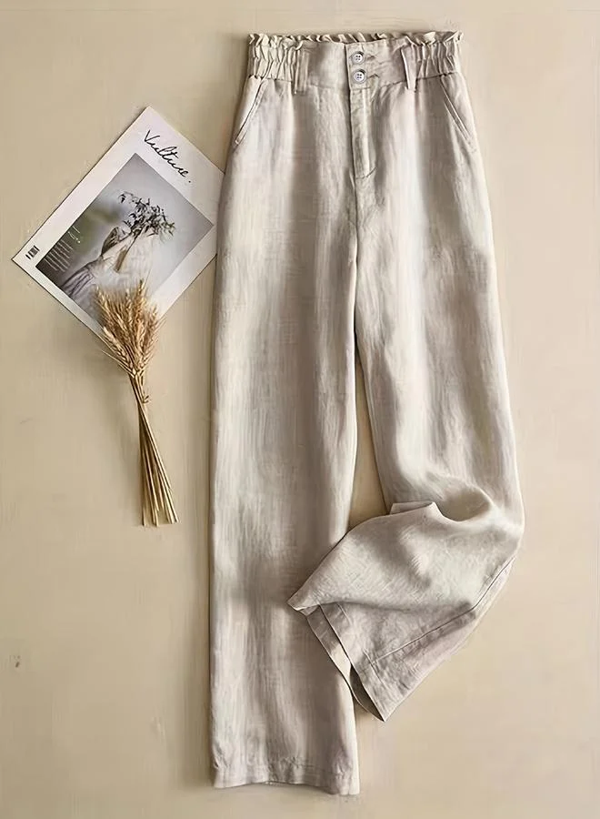 Take Two Solid Elastic Waist Straight Leg Pants