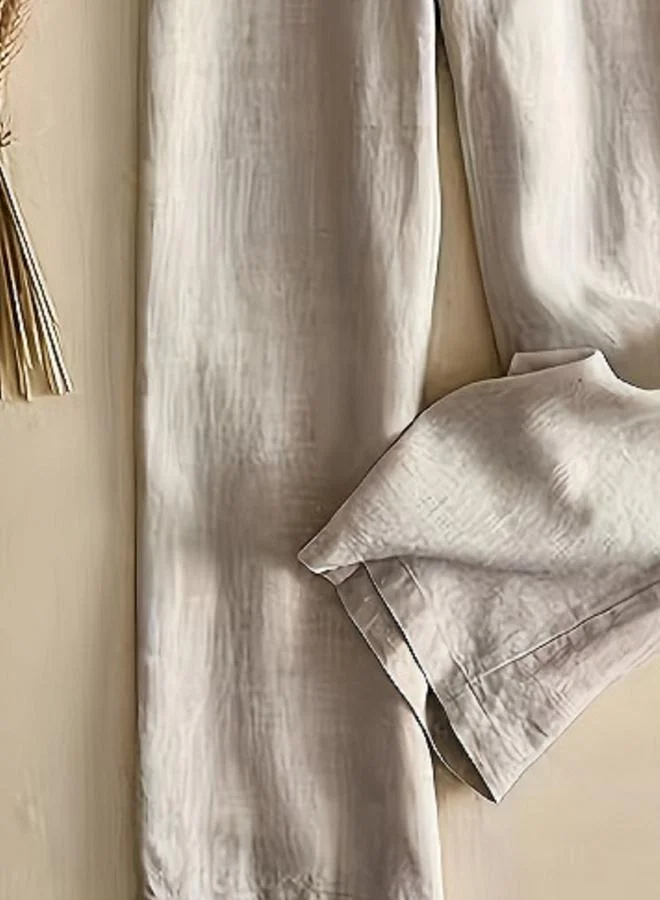 تايك تو بنطال مستقيم بلون سادة بخصر مطاطي