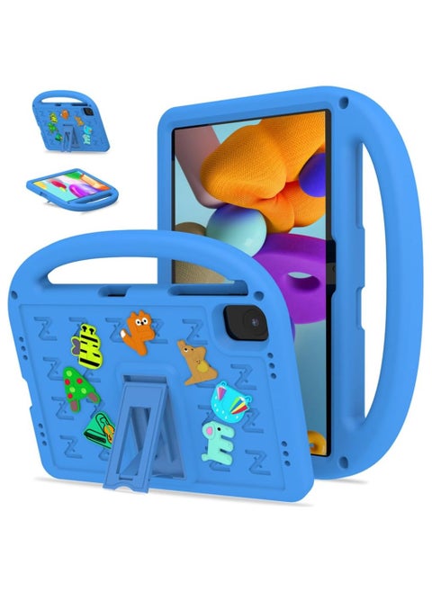 Kids Case Compatible with Infinix Xpad 11 inch (2024) X1101, [Kids Friendly] DIY Cute Cartoon Lightweight EVA Shockproof Handle Stand Protective Cover with Shoulder Strap (Blue)