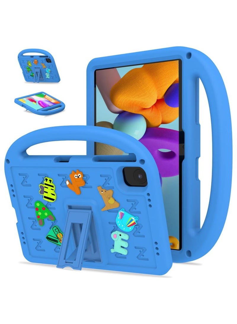 VKL Kids Case Compatible with Infinix Xpad 11 inch (2024) X1101, [Kids Friendly] DIY Cute Cartoon Lightweight EVA Shockproof Handle Stand Protective Cover with Shoulder Strap (Blue) - Image 1