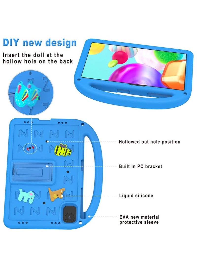 VKL Kids Case Compatible with Infinix Xpad 11 inch (2024) X1101, [Kids Friendly] DIY Cute Cartoon Lightweight EVA Shockproof Handle Stand Protective Cover with Shoulder Strap (Blue) - Image 2