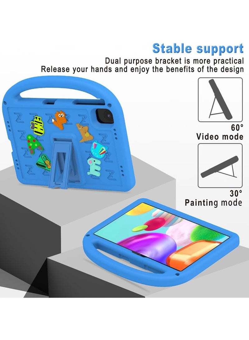 VKL Kids Case Compatible with Infinix Xpad 11 inch (2024) X1101, [Kids Friendly] DIY Cute Cartoon Lightweight EVA Shockproof Handle Stand Protective Cover with Shoulder Strap (Blue) - Image 5