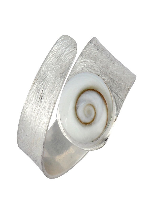 Silverly Shiva Eye Shell Adjustable Rings for Women - 925 Sterling Silver Rings - Satin Finish Solid Silver Ring With Gemstone - Spiral Swirl Wrap Birthstone Adjustable Design - Image 2