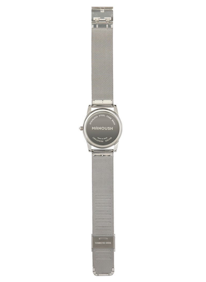 Manoush - Manoush Shiny Eye Collection - Unisex Analogue Classic Quartz Silver Stainless Steel Mesh Wrist Watch - MSHSE05 - Image 1