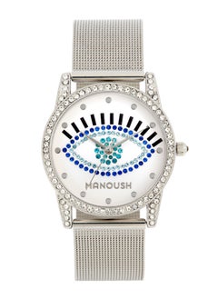 Manoush Shiny Eye Collection - Unisex Analogue Classic Quartz Silver Stainless Steel Mesh Wrist Watch - MSHSE05