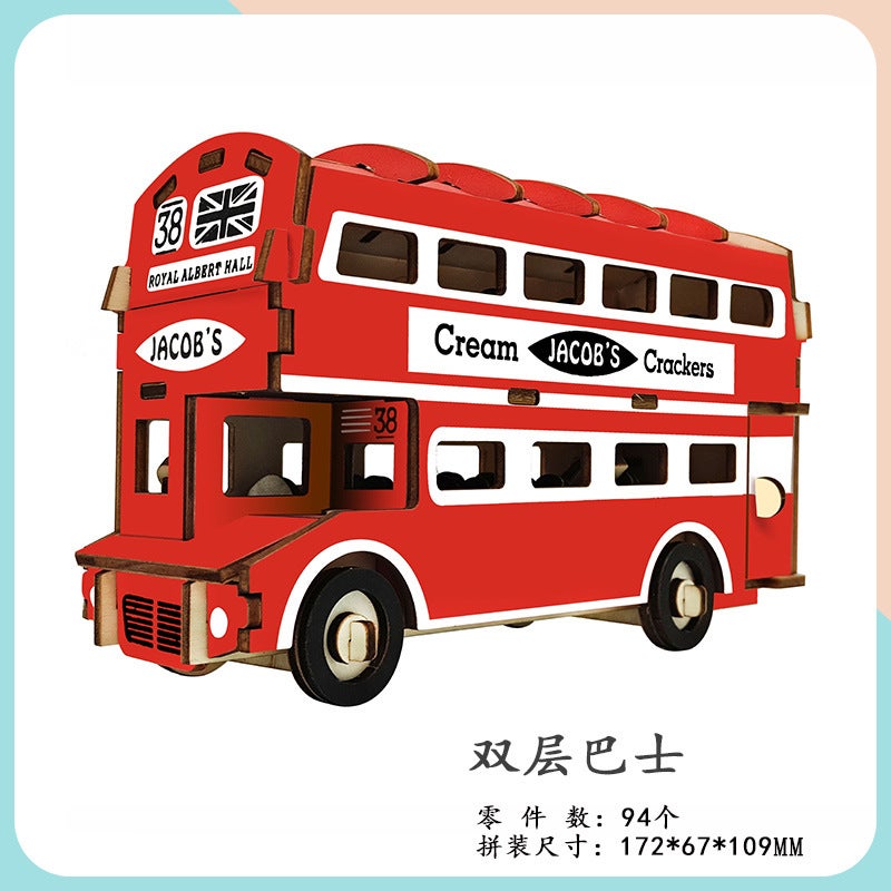 Children'S Wooden Three-Dimensional 3D Jigsaw Puzzle Car Model Ornaments Diy Children'S Educational Handmade Men'S Toys Stall - Image 1