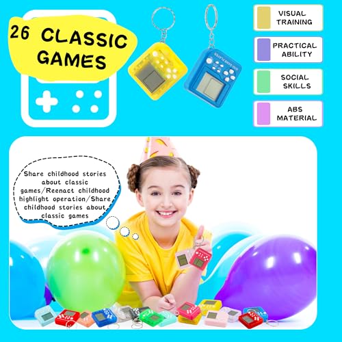 Conagel 30 Pack Mini Video Game Keychain Small Game Keychains Bulk for Birthday School Party Gifts Goodie Bag Fillers (Color Style 1) - Image 3