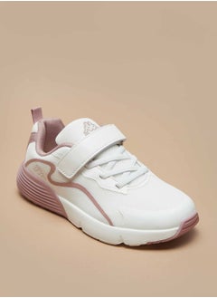 Girls Panelled Sports Shoes with Hook and Loop Closure