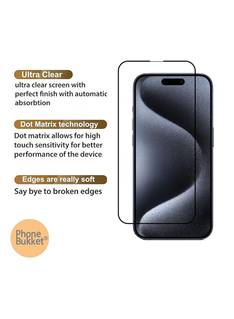 DIGI CORE iPhone Tempered Glass 3 Pack Clear Screen Protector Set For iPhone 15 6.1 Inch Anti-Spy Tempered-Glass, Scratch Resistant iPhone Glass Full-Coverage Glass (Clear, iPhone 15) - Image 2