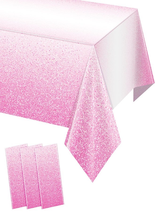 FunnyPars 3 Pack Ombre Pink Plastic Tablecloth for Parties,Gradient Pastel Pink Disposable Tablecloths Rectangle Tables,Light Pink Sprinkle Table Cover Wedding Birthday Anniversary Party,54x108Inch - Image 1