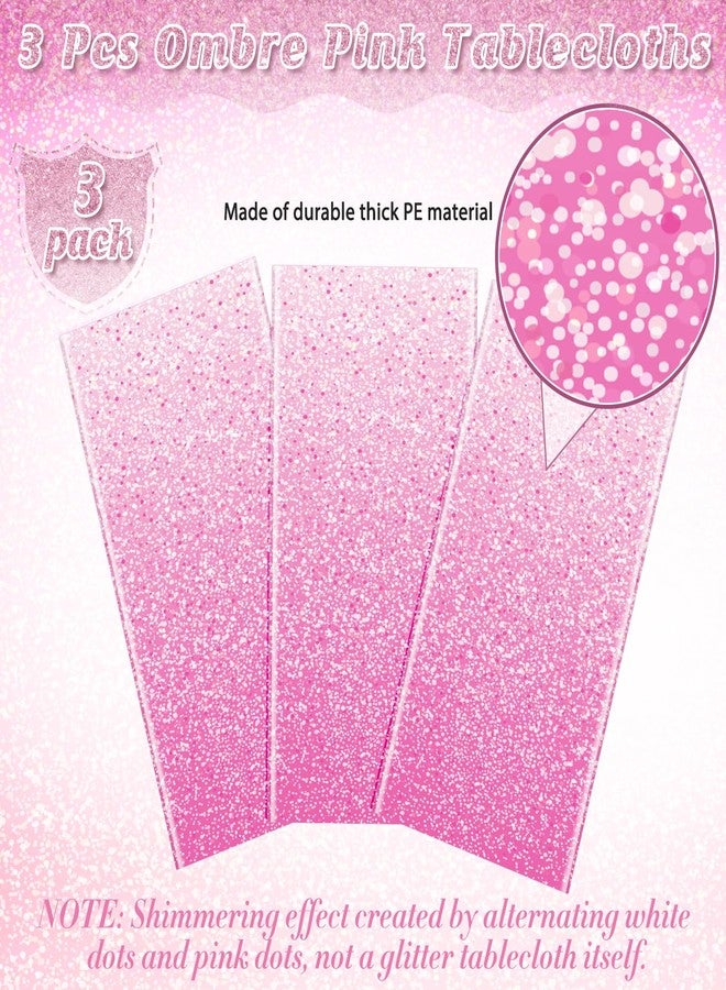 FunnyPars 3 Pack Ombre Pink Plastic Tablecloth for Parties,Gradient Pastel Pink Disposable Tablecloths Rectangle Tables,Light Pink Sprinkle Table Cover Wedding Birthday Anniversary Party,54x108Inch - Image 4