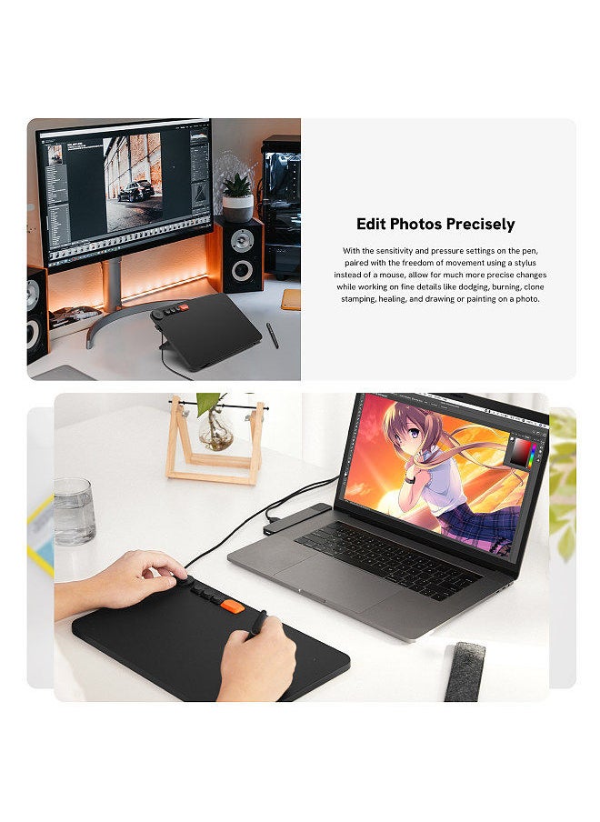 Veikk - VO1060 Graphics Drawing Tablet 10 x 6 Inch Large Active Area 4 Express Keys & Dial 8192 Levels Pressure 290PPS Art Graphics Tablet - Image 1