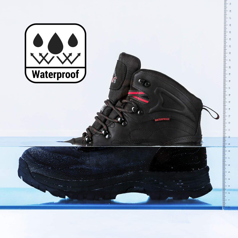 NORTIV 8 Men's Insulated Waterproof Construction Hiking Winter Snow Boots,Size 10,Black,TUNDRA - Image 4
