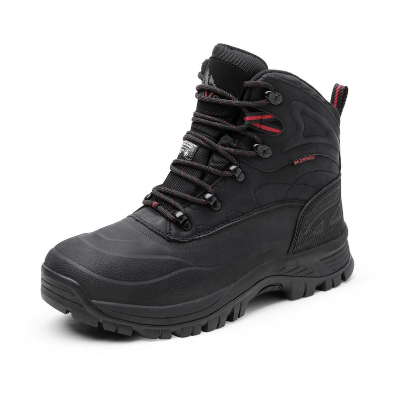 NORTIV 8 Men's Insulated Waterproof Construction Hiking Winter Snow Boots,Size 10,Black,TUNDRA - Image 1
