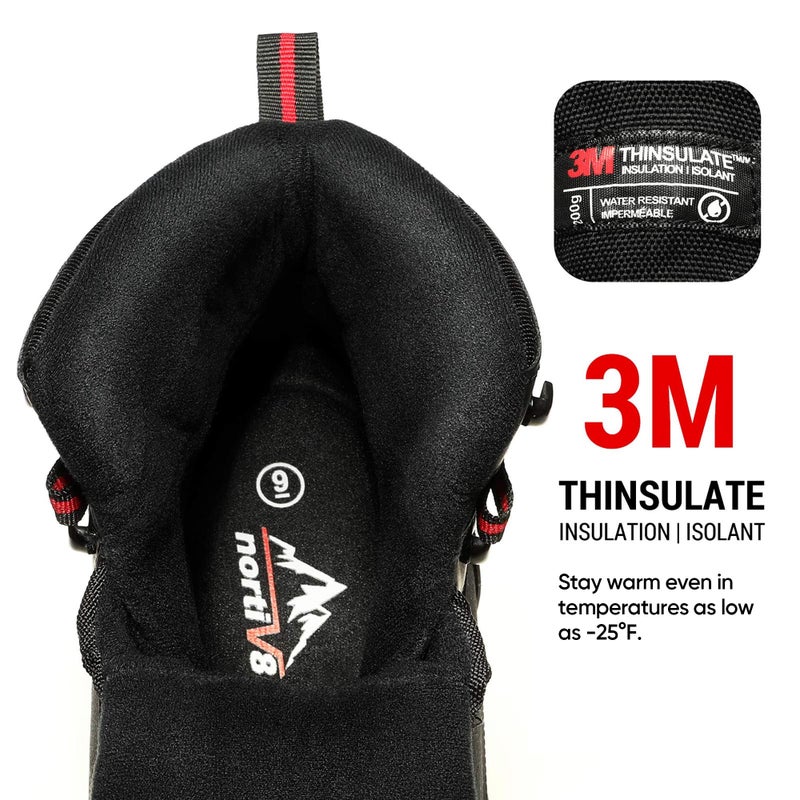 NORTIV 8 Men's Insulated Waterproof Construction Hiking Winter Snow Boots,Size 10,Black,TUNDRA - Image 3