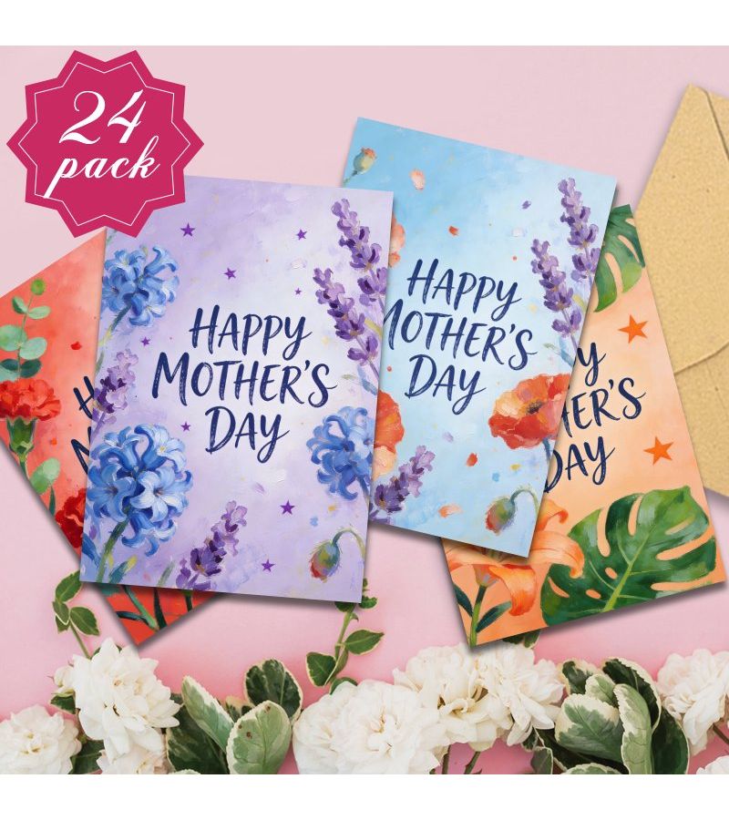 24pcs Greeting Cards with Envelopes Lavender Blue Hyacinth Floral Design for Mother Day Birthday Holiday Sympathy - Image 3