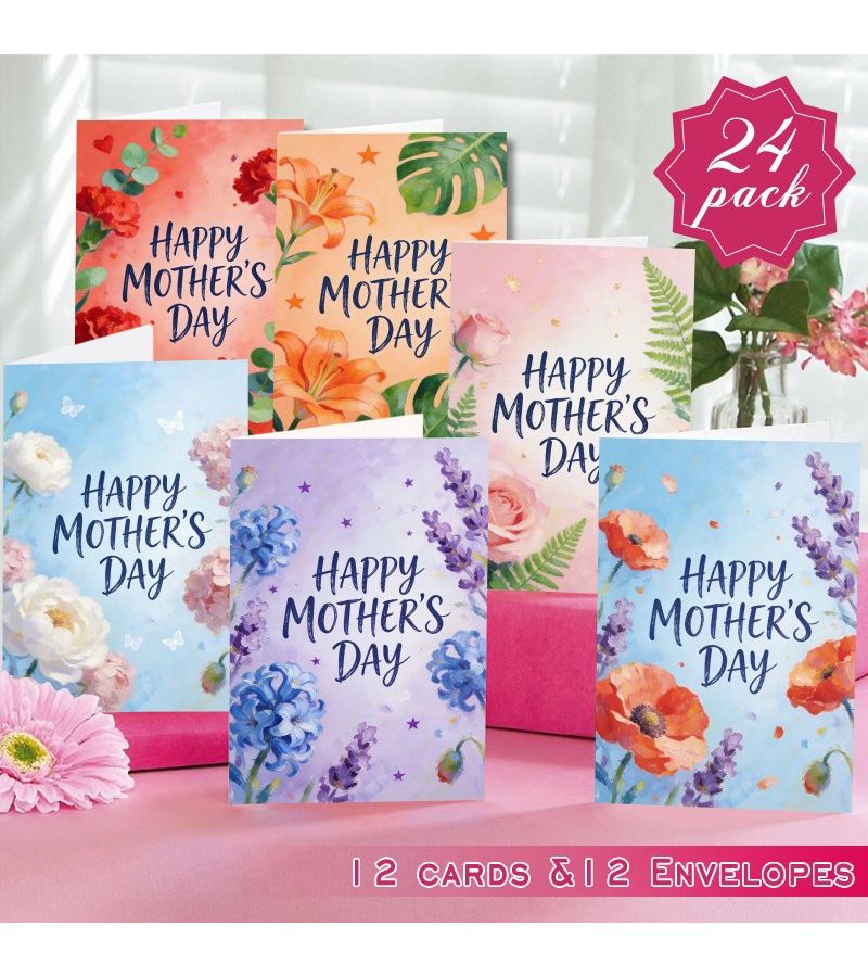 24pcs Greeting Cards with Envelopes Lavender Blue Hyacinth Floral Design for Mother Day Birthday Holiday Sympathy - Image 4