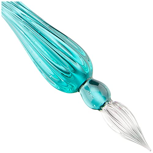Jacques Herbin - Ref 21433T - Traditional Glass Quill Pen with Gift Box - Turquoise Colour - 18cm Long, Suitable for Fountain Pen Ink, Handmade, Twisted Glass Threads - Image 2