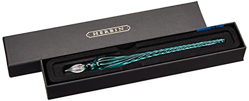 Jacques Herbin - Ref 21433T - Traditional Glass Quill Pen with Gift Box - Turquoise Colour - 18cm Long, Suitable for Fountain Pen Ink, Handmade, Twisted Glass Threads - Image 3