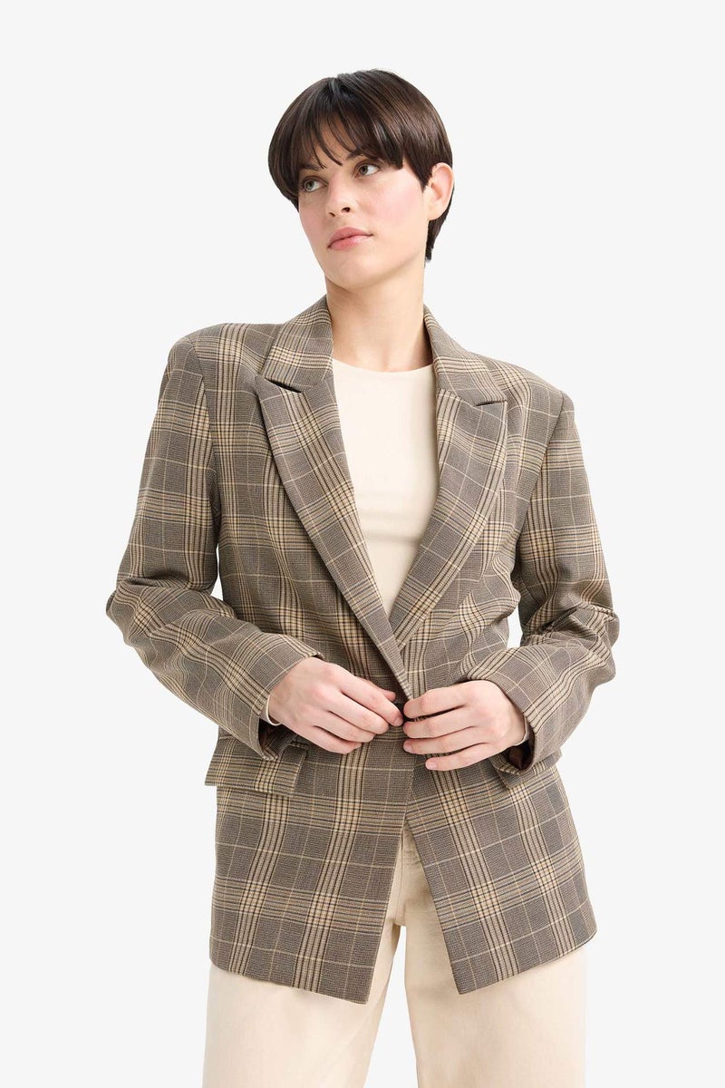 DeFacto Regular Fit Plaid Blazer - Image 4