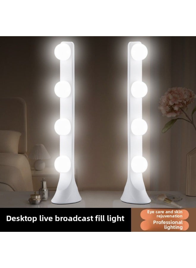 Generic - Live Camera Desktop Vertical Double-row Fill Light LED Dimming Three-color Beauty Eye Protection Bracket Light-Specifications:Single Row 4 Lights (blue) No Splash Screen Eye Protection Bulb - Image 1