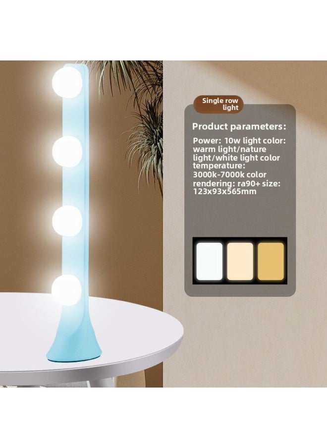 Generic - Live Camera Desktop Vertical Double-row Fill Light LED Dimming Three-color Beauty Eye Protection Bracket Light-Specifications:Single Row 4 Lights (blue) No Splash Screen Eye Protection Bulb - Image 1