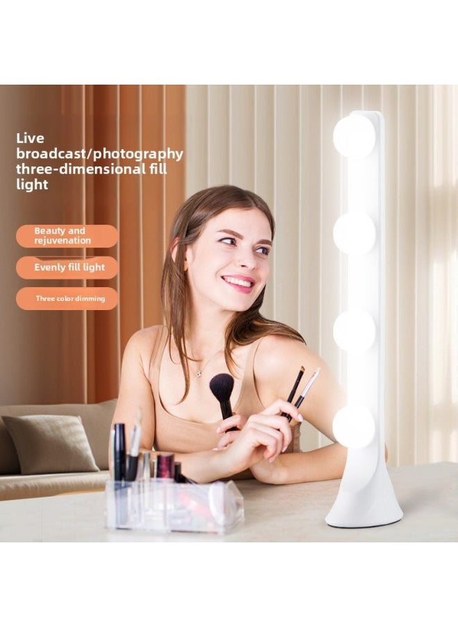 Generic - Live Camera Desktop Vertical Double-row Fill Light LED Dimming Three-color Beauty Eye Protection Bracket Light-Specifications:Single Row 4 Lights (blue) No Splash Screen Eye Protection Bulb - Image 1