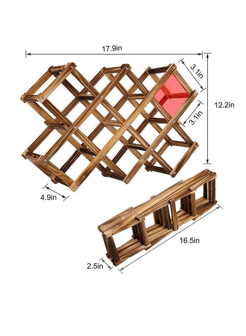 FFD 10-Bottle Foldable Wooden Bottle Rack - Free Standing Countertop Storage for Kitchen, Bars, Pantry, Wine Cellars, & Cabinets  - Image 2