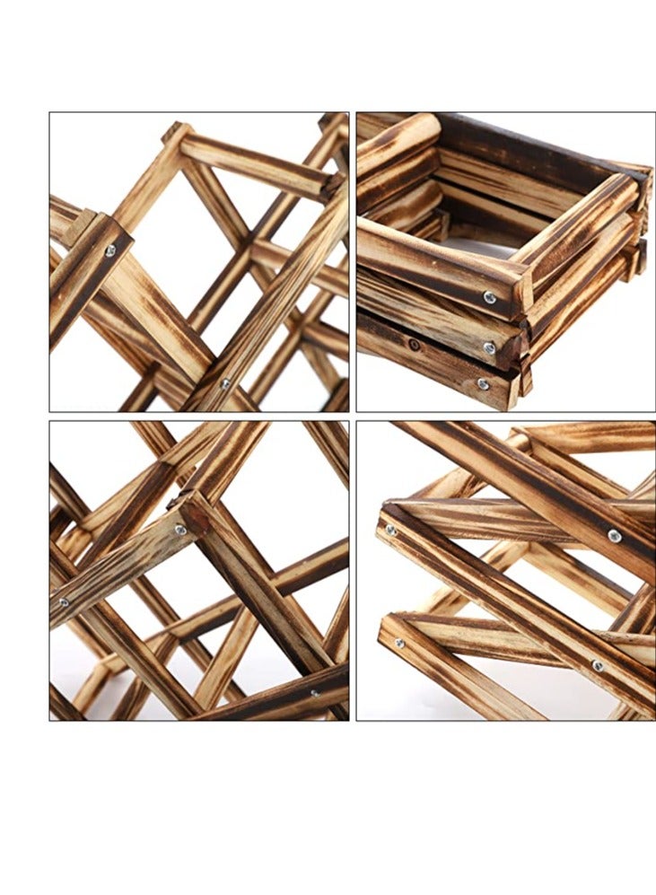 FFD 10-Bottle Foldable Wooden Bottle Rack - Free Standing Countertop Storage for Kitchen, Bars, Pantry, Wine Cellars, & Cabinets  - Image 3