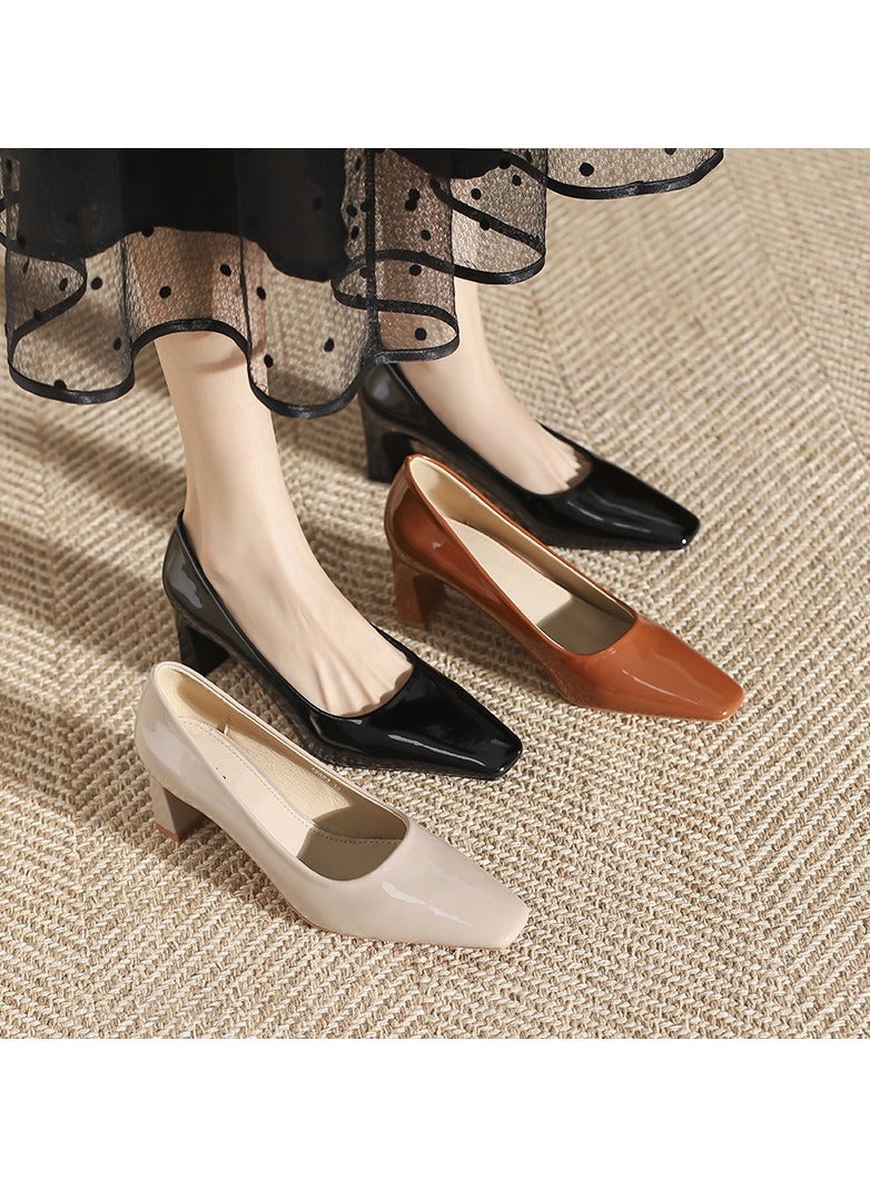 KUYING Single Shoe Women's Thick Heel Versatile Shoes  - Image 3