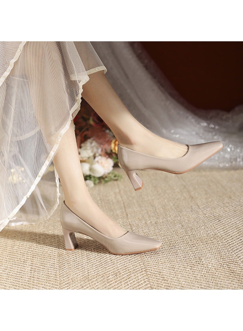 KUYING Single Shoe Women's Thick Heel Versatile Shoes  - Image 2