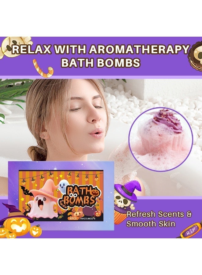 Bath Bombs Cupcake  Set, 6Pcs Purple Rose Essential Oil Fizzy Bubble , Moisturizing u0026 Cleansing Spa Gift for Kids u0026 Adults - Image 5