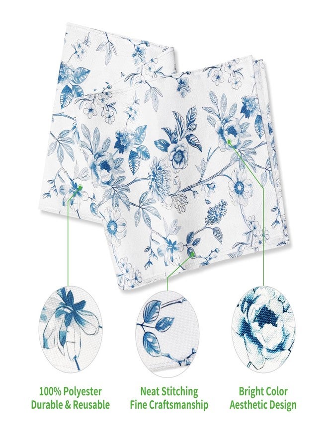 Rotumaty Blue and White Floral Table-Runner - Monochrome Sketch Flowers Chinoiserie Peony Daisy Decor Summer Spring Seasonal Home Decorations for Kitchen Dining Table Party Ornaments 13 × 72 Inch - Image 3