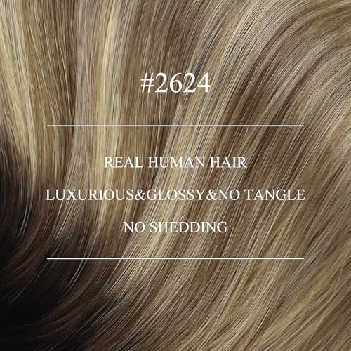 YoungSee Nano Hair Extensions Real Human Hair Ombre Dark Brown to Medium Brown with Blonde Nano Beads Hair Extensions Real Hair Brown Nano Rings Real Hair Extensions Ombre Cold Fusion 16inch 1g/s 50g - Image 2