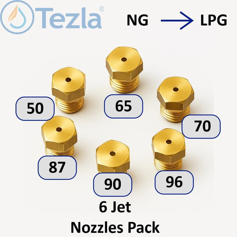 Tezla SET OF 6 x UNIVERSAL GAS JET NOZZLE INJECTORS FOR LPG PROPANE GAS BURNERS - THREAD M6 x 0.75 - Image 1