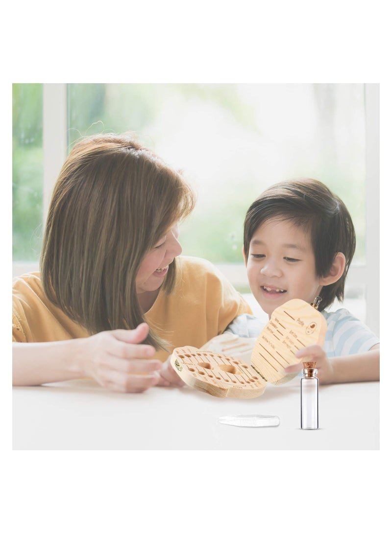 2 Wooden Baby Tooth Box, Cute Children Tooth Storage Container Kids Keepsake Organizer Gift Tooth Saver Box with Tweezers and Lanugo Bottle to Keep The Childhood Memory (Girl and Boy) - Image 5