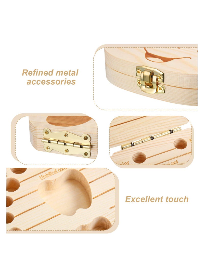 2 Wooden Baby Tooth Box, Cute Children Tooth Storage Container Kids Keepsake Organizer Gift Tooth Saver Box with Tweezers and Lanugo Bottle to Keep The Childhood Memory (Girl and Boy) - Image 3