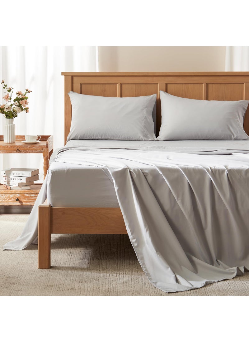 Comfort Spaces Comfort Spaces King Cooling Sheets Moisture Wicking Coolmax Sheets Soft Colorfast Sheet Set Cooling Bed Sheets For Hot Sleepers Elastic Deep Pocket Fits Up to 16 Mattress King Grey 4 Piece 