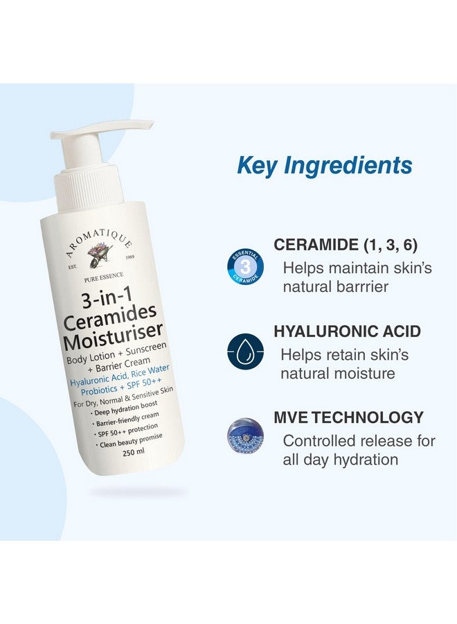 AROMATIQUE مرطب أروماتيك 3 في 1 بالسيراميد | لوشن للجسم + واقي شمس + كريم حاجز مع حمض الهيالورونيك، ماء الأرز، بروبيوتيك و SPF 50++ | للبشرة الجافة، العادية والحساسة | 250 مل - Image 4