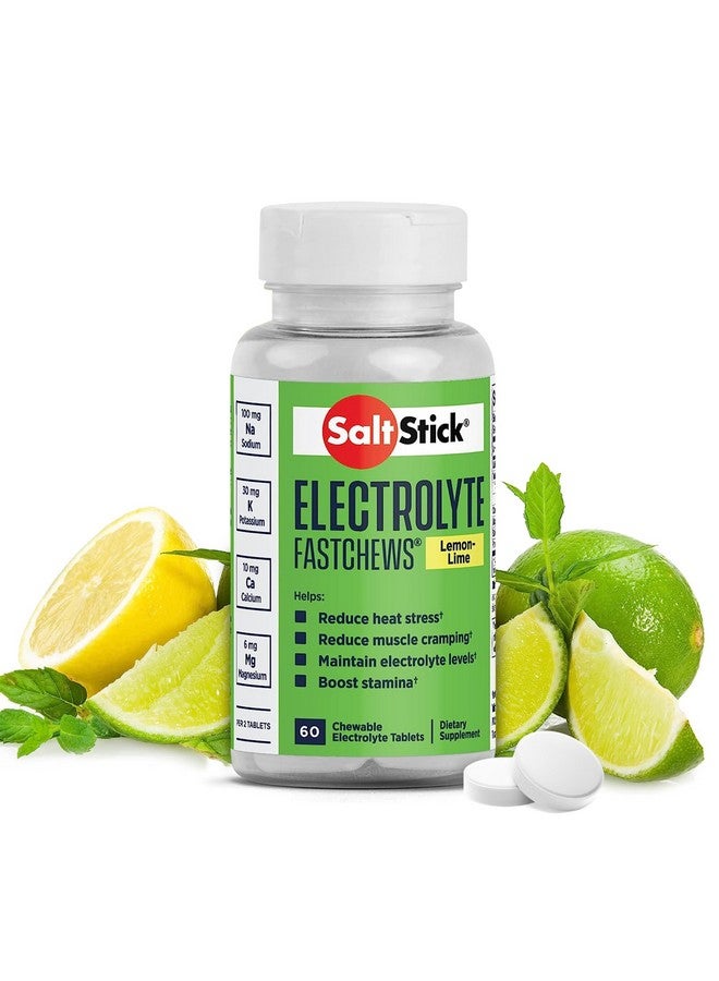 SaltStick FastChews Electrolytes - 60 Chewable Electrolyte Tablets - Lemon Lime Flavor - Salt Tablets for Running, Fast Hydration, Leg Cramps Relief - Non-GMO, Vegan, Gluten Free - Image 1