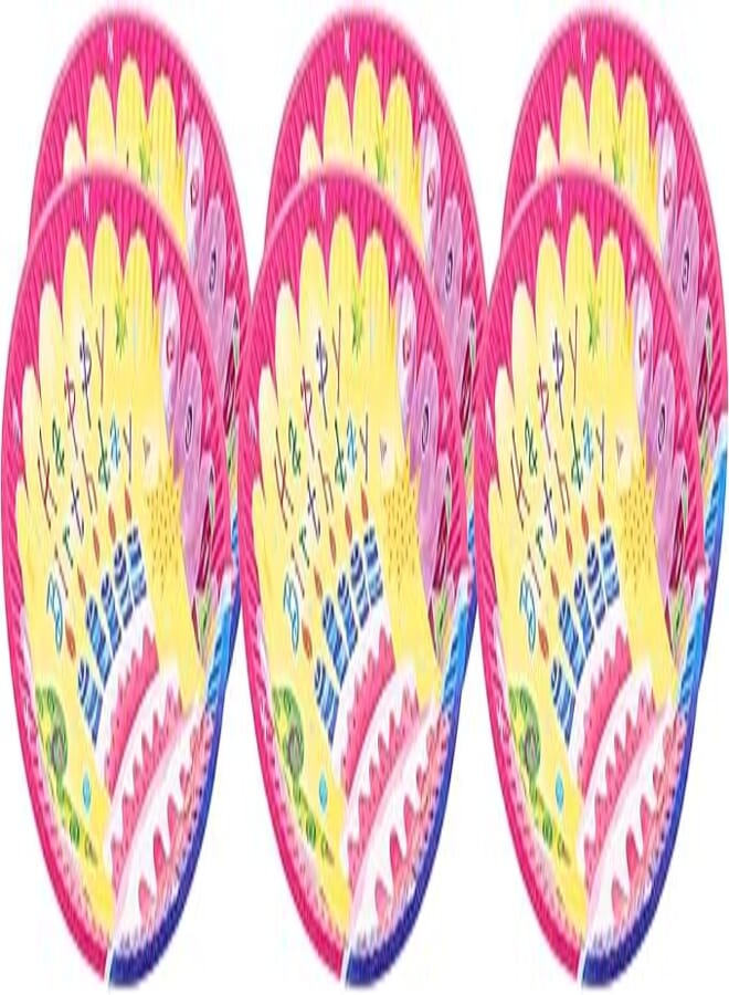Party Happy Birthday Print Paper Party Plates Set 6 Pieces - 7 Inch