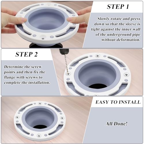 Niuohoy Toilet Flange Repair Kit Fits for 4 Inch 5 Inch or Special 3 Inch Drain Pipe, Universal Toilet Flange for Toilet Repair and Installation, Perfect Seal No More Leaks (Gray) - Image 5