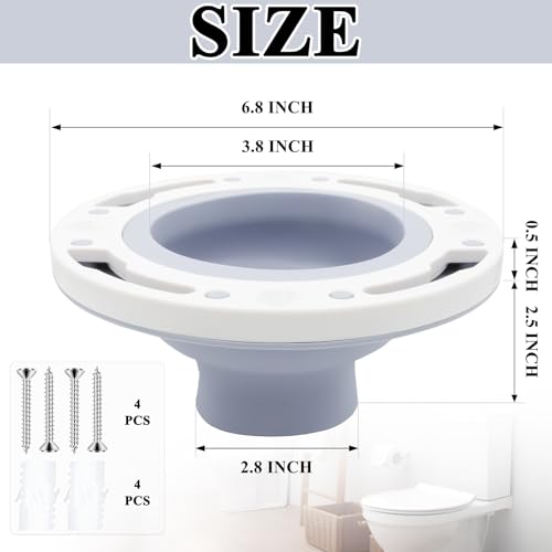 Niuohoy Toilet Flange Repair Kit Fits for 4 Inch 5 Inch or Special 3 Inch Drain Pipe, Universal Toilet Flange for Toilet Repair and Installation, Perfect Seal No More Leaks (Gray) - Image 2