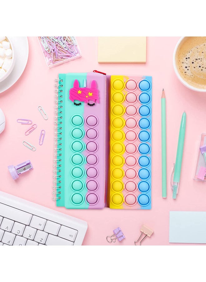 ISank - Pop Notebook Pencil Case, Fidget Push It Bubble Toys Pencil Box Notebook 2 in 1 Design,Relieve Stress Spiral Notebooks A5 Office school Stationery - Image 1