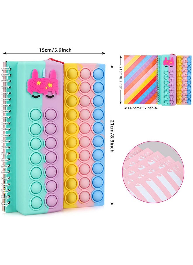 ISank - Pop Notebook Pencil Case, Fidget Push It Bubble Toys Pencil Box Notebook 2 in 1 Design,Relieve Stress Spiral Notebooks A5 Office school Stationery - Image 1