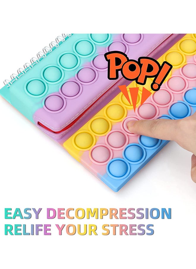 ISank - Pop Notebook Pencil Case, Fidget Push It Bubble Toys Pencil Box Notebook 2 in 1 Design,Relieve Stress Spiral Notebooks A5 Office school Stationery - Image 1